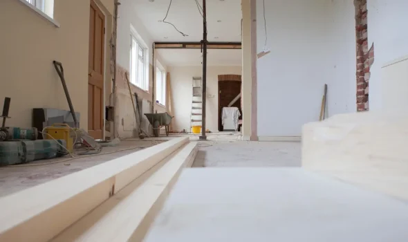 Ongoing home renovations by Builders Rodney with construction materials and open space